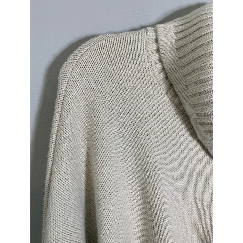 Mersea Striped Cowl Neck Sweater Women OS Cream Navy Red‎ Scallop Trim Oversized - Picture 4 of 11